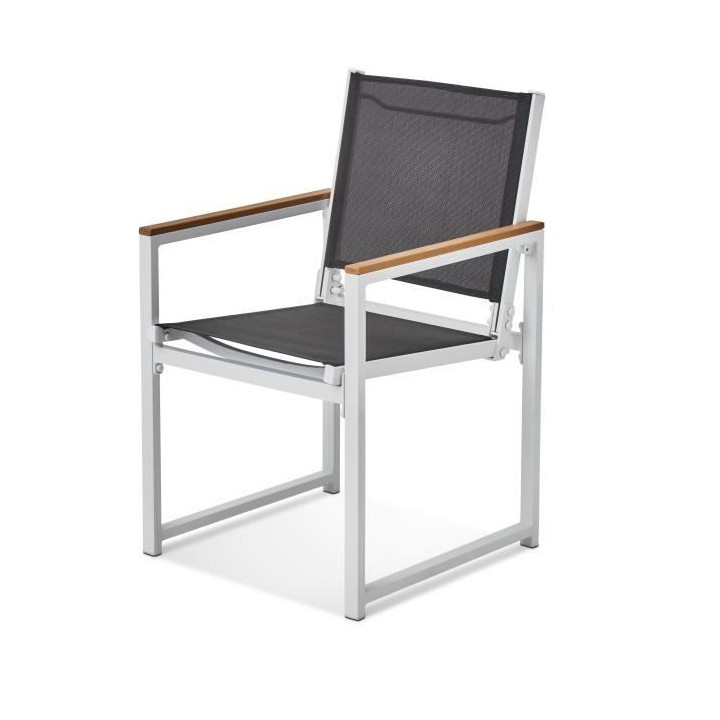 Ensemble repas je jardin 6 personnes - Table 160x110 cm - Aluminium et
