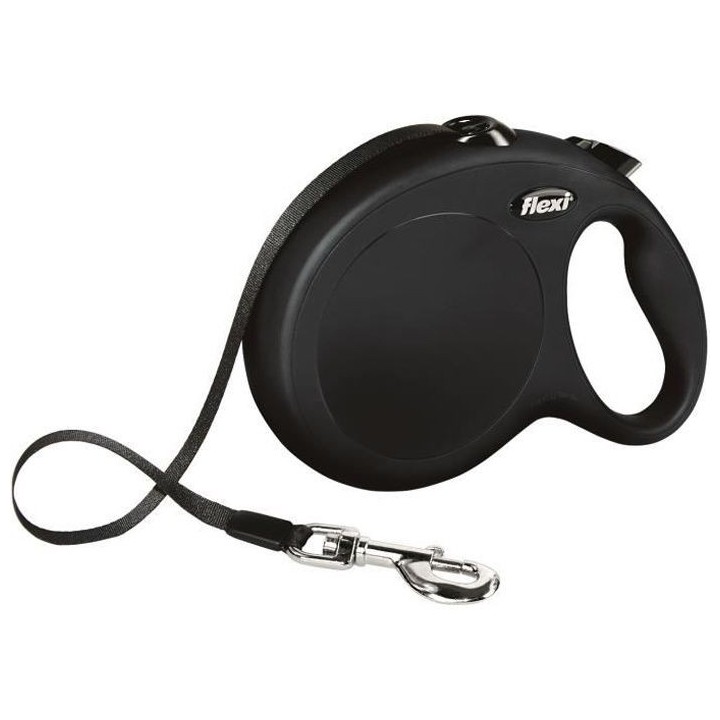 FLEXI New Classic Laisse sangle - L : 8 m - Noir - Pour chien