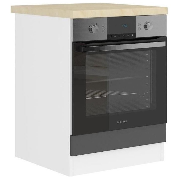ULTRA Meuble four avec plan de travail L 60 cm - Gris mat et décor st