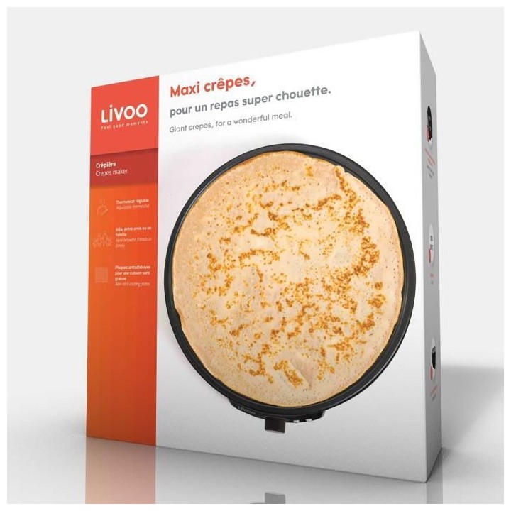 LIVOO DOP196 Crepiere 30cm 1000W - Noir
