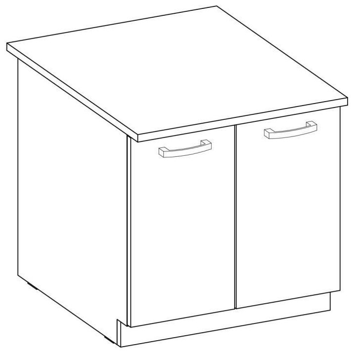 Meuble bas 2 portes battantes avec plan de travail - Gris mat - L 80 x