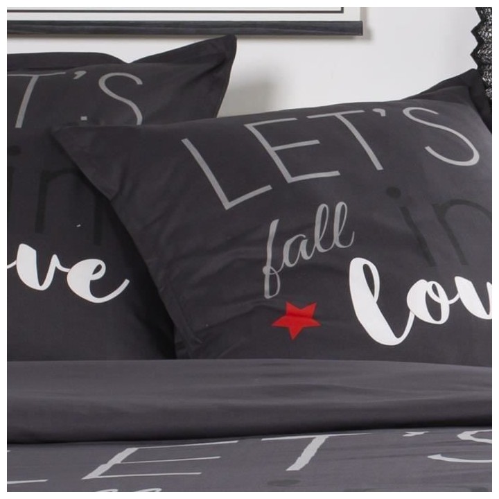 TODAY Parure de lit Coton 2 personnes - 220x240 cm - Imprimé Gris Lov