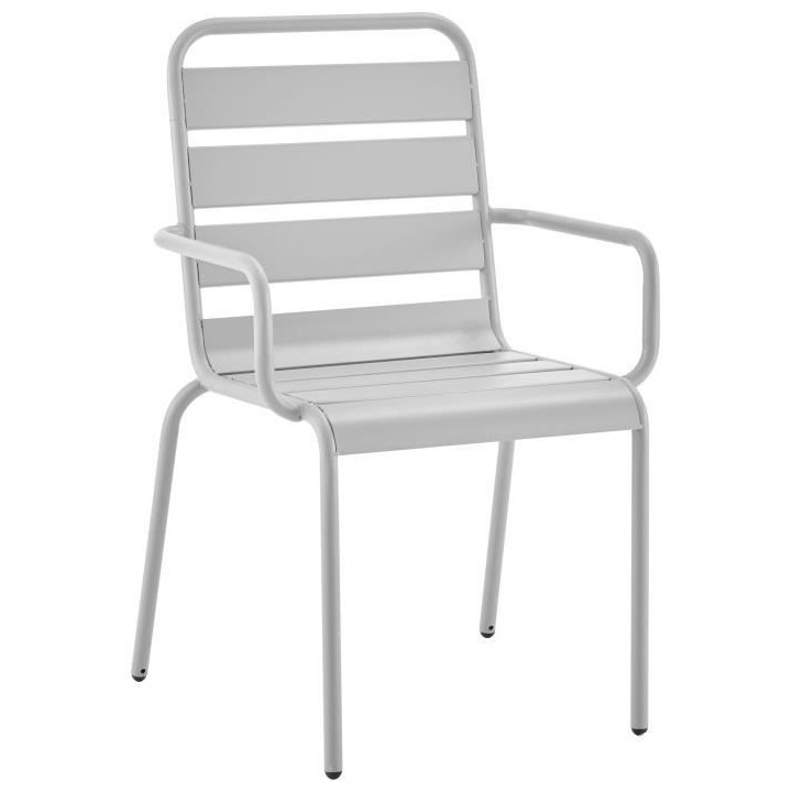 Lot de 2 fauteuils de jardin - Acier - Gris