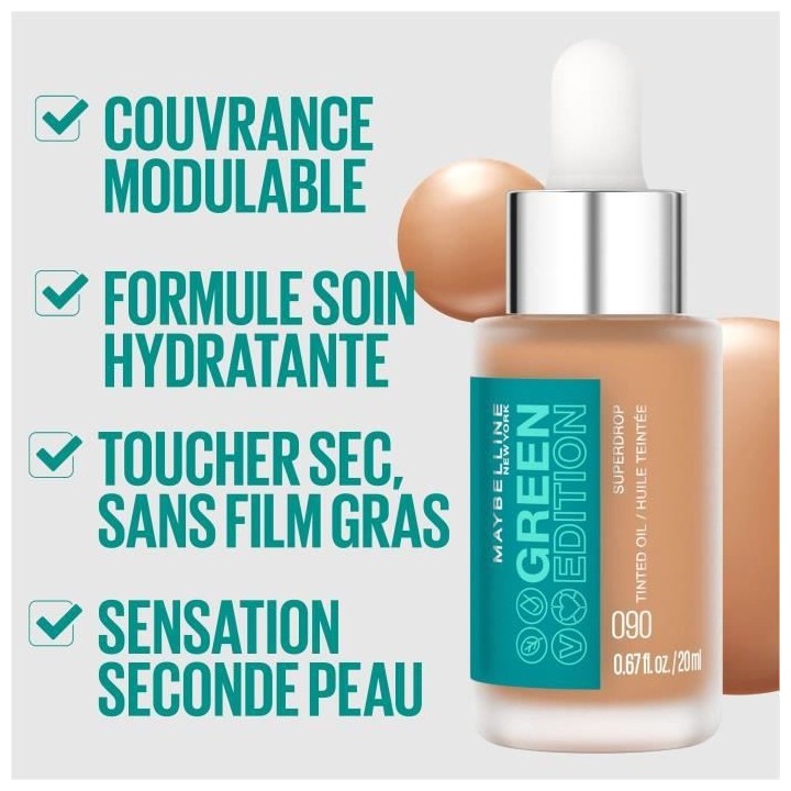Huile Visage MAYBELLINE NEW YORK Green Edition Superdrop Teintée - 50