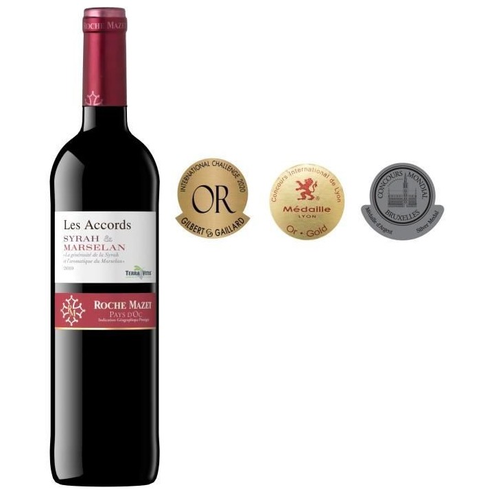 Les Accords de Roche Mazet Syrah & Marselan 2019 Pays d'Oc - Vin rouge