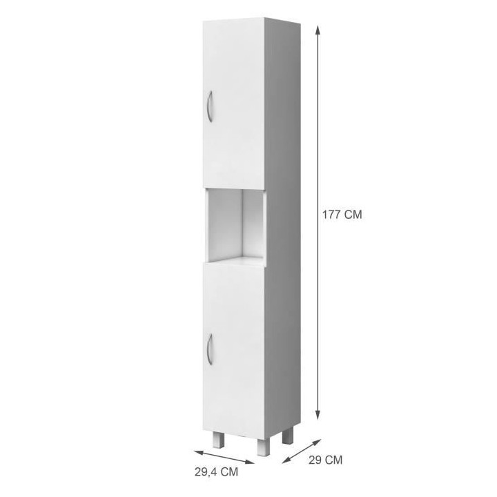 ESSENTIEL - Colonne de salle de bain 2 portes - Blanc - L 30 cm