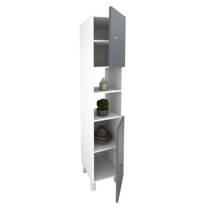 CORAIL Colonne de salle de bain L 30 cm - Gris brillant