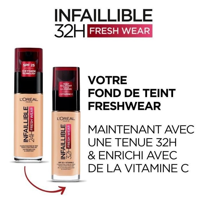Fond de teint Infaillible L'OREAL PARIS - Longue tenue 32h - Lin