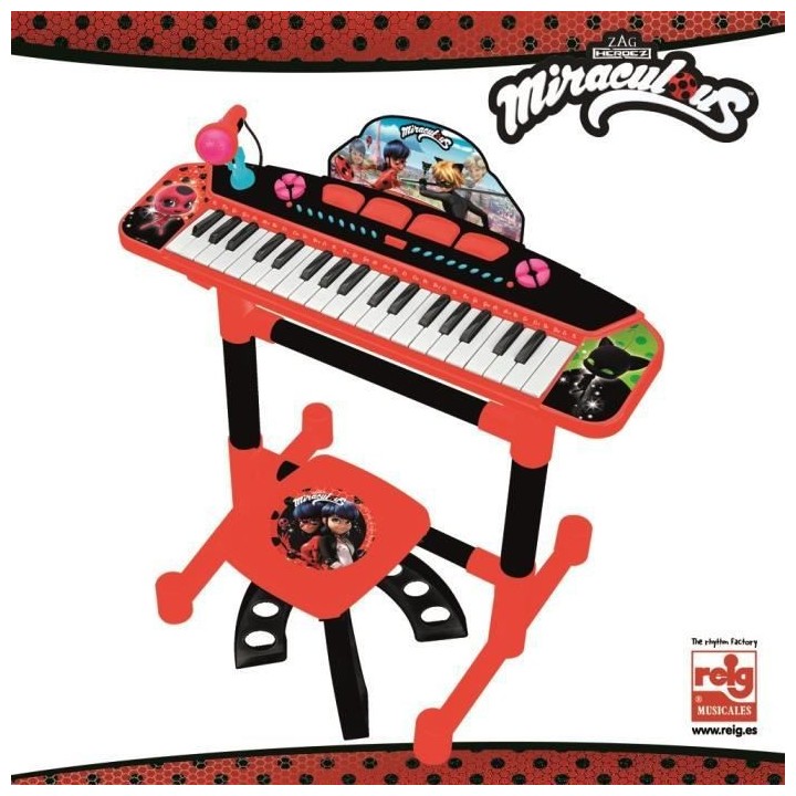 MIRACULOUS/LADYBAG Clavier électronique - 4 effets de percussion - 8